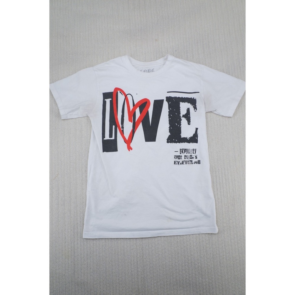 L.OV.E. Love Shirt Mens Small White Spellout Graphic Hip Hop Streetwear